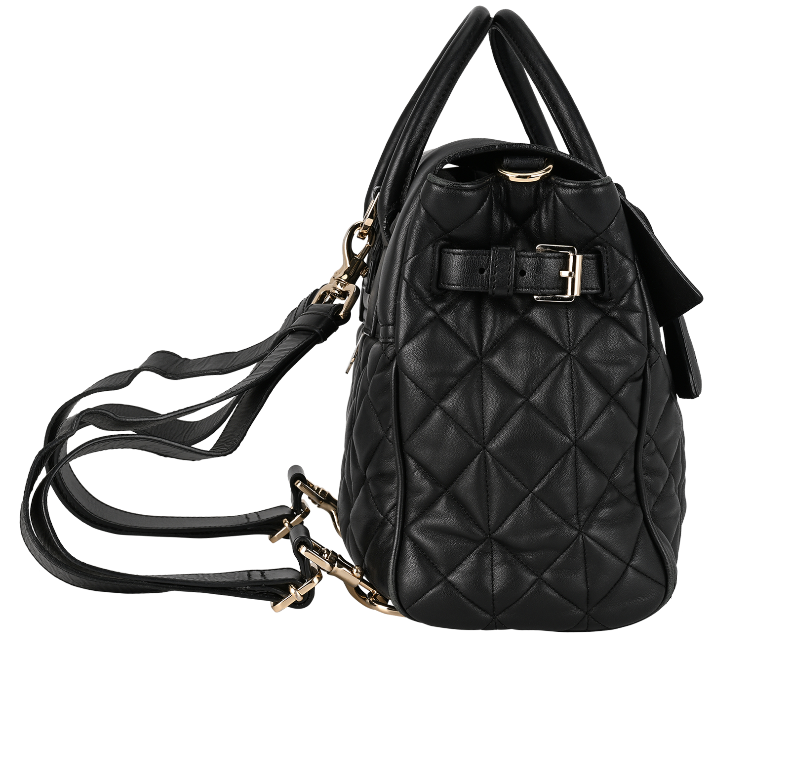 Cara Delevingne Backpack, &pound;450, Handbags, Black, Leather, Side view